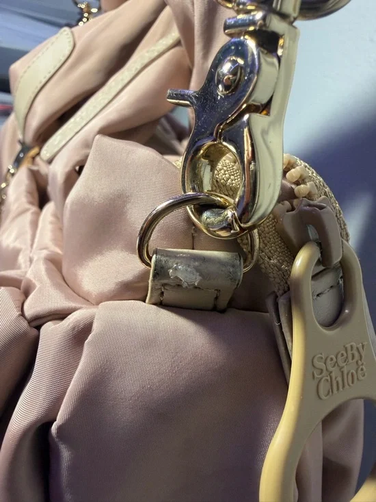 See by Chloe Satin Light Pink Tote Bag with Star Charm and Crossbody strap. - Picture 5 of 17